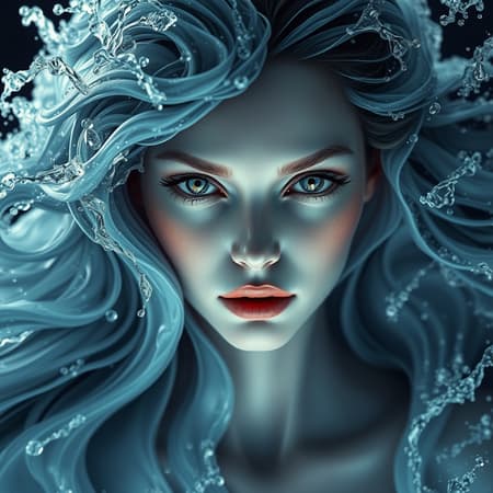 Ethereal woman sculpted from water, Realistic, fantasy art, Hyper detailed, Photo-realistic captivating eyes, dynamic water splashes, mysterious illumination, 8k, UHD, HDR, Inspired design by Dark Sushi 25D, gracefully fluid form, harmonious features, elegant proportions, captivating gaze, fluid elegance, pure, serene composition, seamless clarity, artistic finesse, vivid detail, dreamlike essence, captivating and immersive atmosphere, artistic integrity, visual excellence, transcendental beauty. Ethereal woman sculpted from water, Realistic, fantasy art, Hyper detailed, Photo-realistic captivating eyes, dynamic water splashes, mysterious illumination, 8k, UHD, HDR, Inspired design by Dark Sushi 25D, gracefully fluid form, harmonious features, elegant proportions, captivating gaze, fluid elegance, pure, serene composition, seamless clarity, artistic finesse, vivid detail, dreamlike essence, captivating and immersive atmosphere, artistic integrity, visual excellence, transcendental beauty.