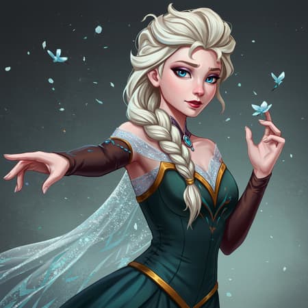 Elsa-inspired fantasy character, dungeons and dragons theme, portrayed in an intricate and elegant style, highly detailed in digital painting format, reminiscent of art from Artstation. Concept art with a matte finish and sharp focus, capturing the essence of Hearthstone illustrations. Influences from the styles of Artgerm, Greg Rutkowski, and Alphonse Mucha. Rendered in HDR 4k, 8k resolution, emphasizing a captivating, enchanting presence with subtle creative twists while maintaining the core aesthetic.