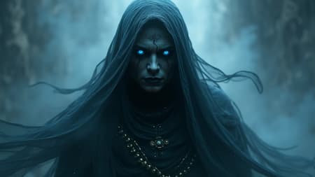 A photorealistic character design of a void arcanist enveloped in ethereal mist, rendered in octane and unreal engine, showcasing hyper detailed features with flowing robes that merge with the darkness. The scene is illuminated with dramatic volumetric lighting and enhanced by HDR effects, casting intricate shadows and light patterns that add depth to the character's mystical aura. The arcanist's eyes glow with an otherworldly light, hinting at ancient secrets, while faint runes pulsate on their skin, subtly blending with the mist.