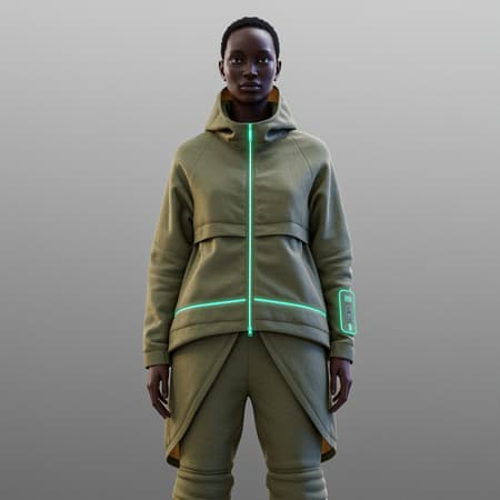 In a world where technology and mobility intertwine, imagine a fashion line entitled "Nomad Futurism," where garments reflect the essence of a wandering spirit in a sleek, advanced society. This collection features airy, adaptable layers crafted from self-cleaning and temperature-regulating fabrics that ensure comfort across diverse climates. Balancing form and function, the bold silhouettes include modular pieces that can be easily reconfigured, allowing for transformation from daywear to evening attire. The palette is a fusion of earthy undertones with luminescent hues, echoing nature's landscapes and the glow of digital screens. The use of lightweight, foldable materials enables effortless packing, while integrated smart textiles provide wearers with connectivity and data-driven customization, adapting to environmental and personal cues. "Nomad Futurism" captures the spirit of a technologically astute society on the move, offering sartorial elegance that evolves with its wearer.