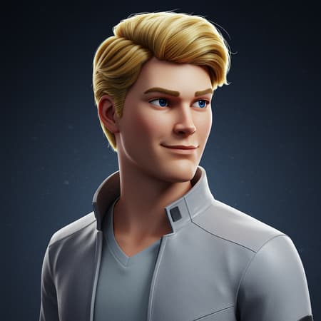 Portrait of a young Fred from Scooby Doo, wearing a sleek light gray jacket, tousled blonde hair, exuding a confident and bold demeanor, dynamic composition, ultra sharp focus, digital art style, capturing a single subject, high-concept piece, enhanced with dramatic lighting, intricately detailed render.