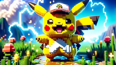 high quality art , taken with a professional grade camera with exquisite color grading , full body , massive pikachu , happy face ,mouth , tongue , fangs , pokemon , grass around , real , photoreal , strong legs and hands , fluffy , 35mm , lightnings and thunder around , (tries to hug:1.2) , large claws on hands, electric aura around