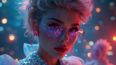 Character design, radiant luminogram, sharp focus, vibrant hues, clear and intricate detail, cinematic flair, glamorous allure, high fashion influence, vogue sophistication, prada essence, versace elegance, fashion elite, editorial edge, magazine sophistication, ethereal essence, dreamy glow, alien allure, fantastical realism, whimsical yet chic attire, futuristic fashion twist, playful yet sophisticated kitsch style.