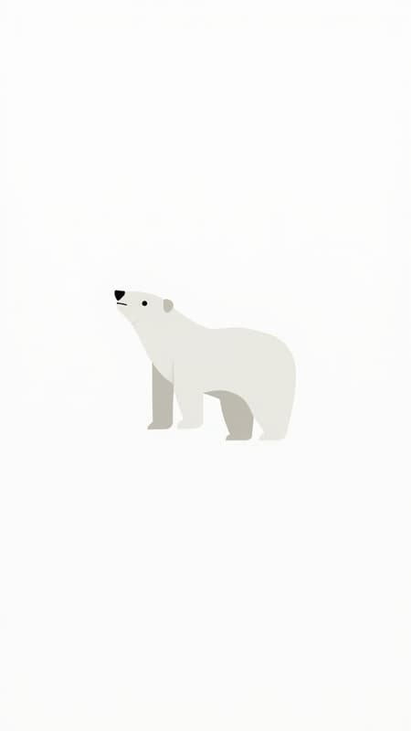 A minimalist logo of a polar bear, unique vector illustration, monochrome, clean bold lines, outline drawing, perfectly centered on a plain white background.