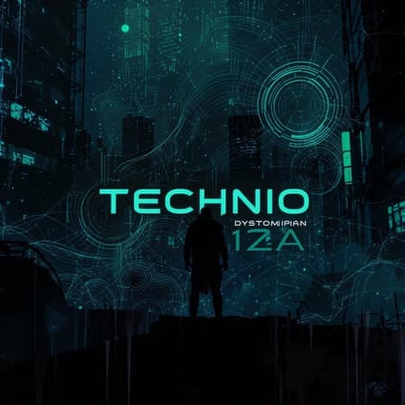 Dystopian Techno Album Artwork Dystopian techno album cover, evoking a sense of submerged contemplation, featuring shadowy figures silhouetted against neon-lit urban landscapes, with swirling digital patterns suggesting sound waves, infused with subtle industrial textures and glimmers of luminescent green and deep indigo, creating an atmosphere of introspection and enigmatic allure.