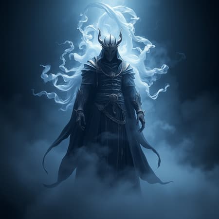 Character design of a void arcanist enveloped in swirling mist, rendered with photorealistic detail using octane render and unreal engine. The figure stands hyper-detailed, with a presence that blends ethereal magic and high-definition realism. Volumetric lighting bathes the scene, creating dynamic shadows and illuminating the intricacies of the character's attire and mystical aura. The composition is enhanced by HDR effects, set in a 9:16 aspect ratio, capturing the enigmatic essence of the void arcanist.