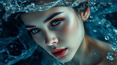 Exquisite woman composed of water, realistic fantasy art, hyper detailed, lifelike eyes, dynamic water splashes, mysterious lighting, 8k, UHD, HDR, Model: Dark Sushi 25D, serene expression, graceful proportions, fluid motion, captivating gaze, harmonious elegance, pristine clarity, ethereal ambiance. Exquisite woman composed of water, realistic fantasy art, hyper detailed, lifelike eyes, dynamic water splashes, mysterious lighting, 8k, UHD, HDR, Model: Dark Sushi 25D, serene expression, graceful proportions, fluid motion, captivating gaze, harmonious elegance, pristine clarity, ethereal ambiance.