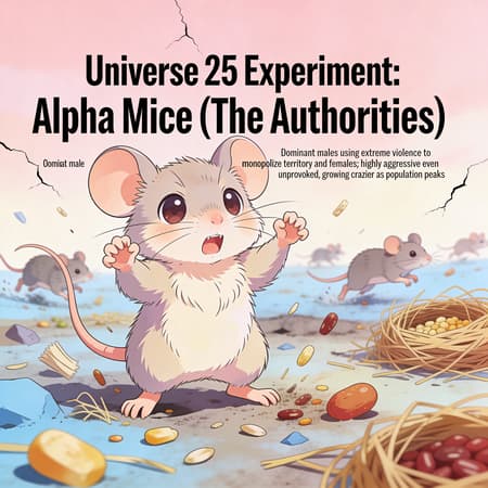 Cute Alpha Mouse In Universe 25 Experiment Based on the Universe 25 experiment, conducted by John B. Calhoun. Create me a types of mouse that is associated with ‘universe 25’ experiment and consequently behavior sink. Add associated explanations with each type of mouse.
Make the mouse cute anthro with image style in anime styled rat girl and boy.
Alpha Mice (The Authorities): Dominant males who used extreme violence to monopolize territory and access to females. They were often highly aggressive even when unprovoked, eventually becoming crazier as the population peaked.