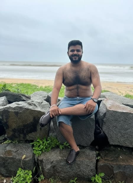 Shirtless, thick hairy chest, thick hairy stomach, thick hairy legs, Large hairy boobs, wearing shorts Shirtless, thick hairy chest, thick hairy stomach, thick hairy legs, Large hairy boobs, wearing shorts