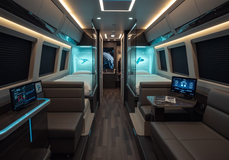 2 bedroom tesla semi interior sleeper
