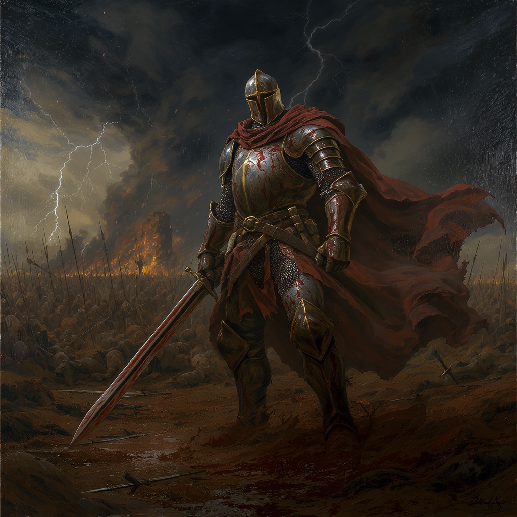 A hyper-detailed, gritty realistic painting of a l