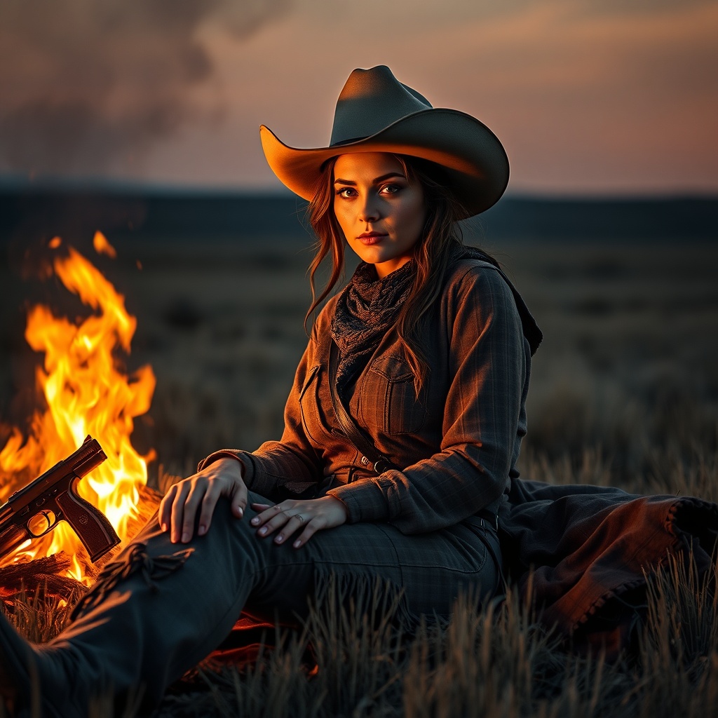Female Cowboy Lounges Artwork