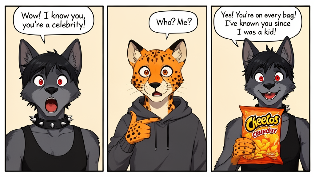 Comic Strip With Anthropomorphic Dog And Cheetah