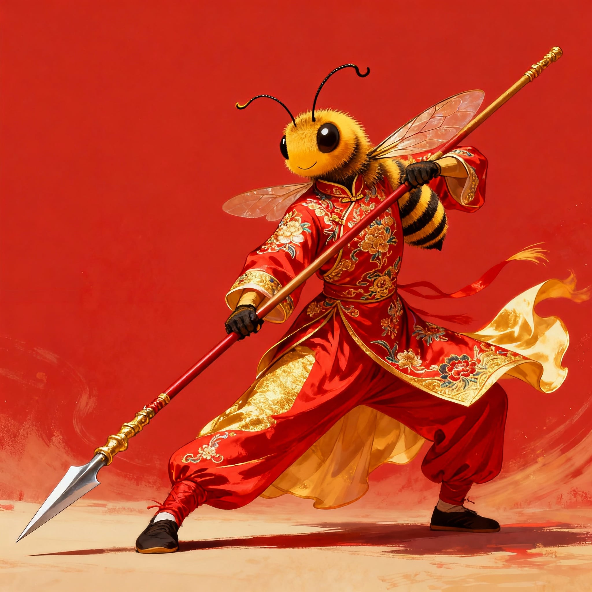 Bee figure wear chinese traditional dress pose wus