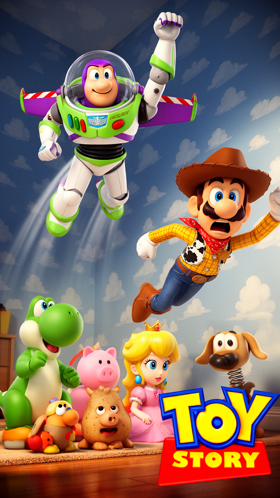Mario Characters In Toy Story Parody Poster