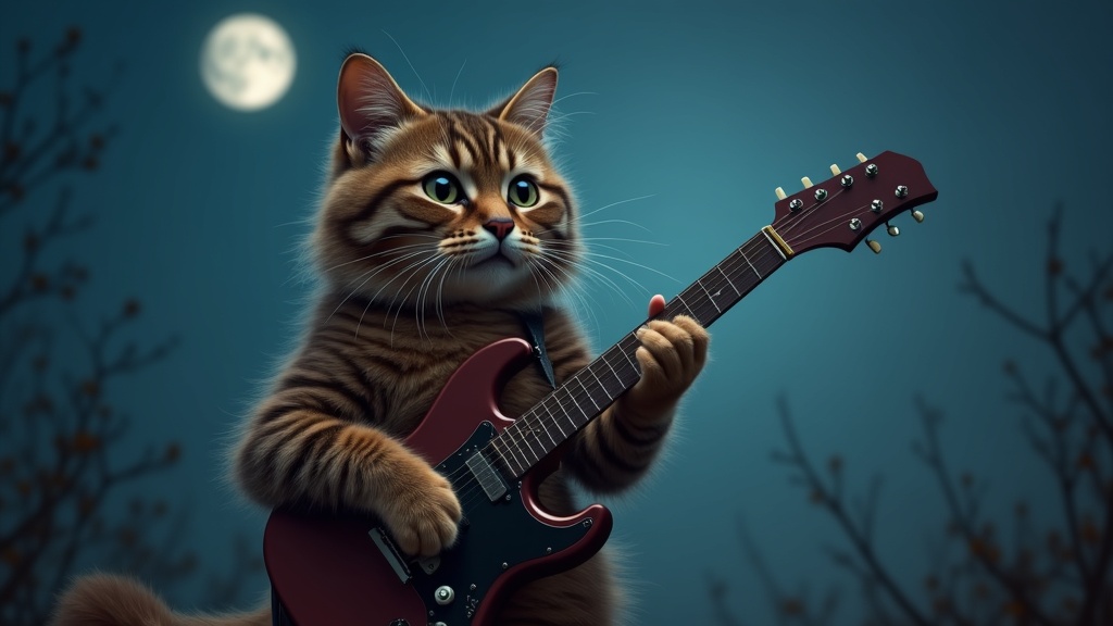 Cat Strumming Guitar Artwork