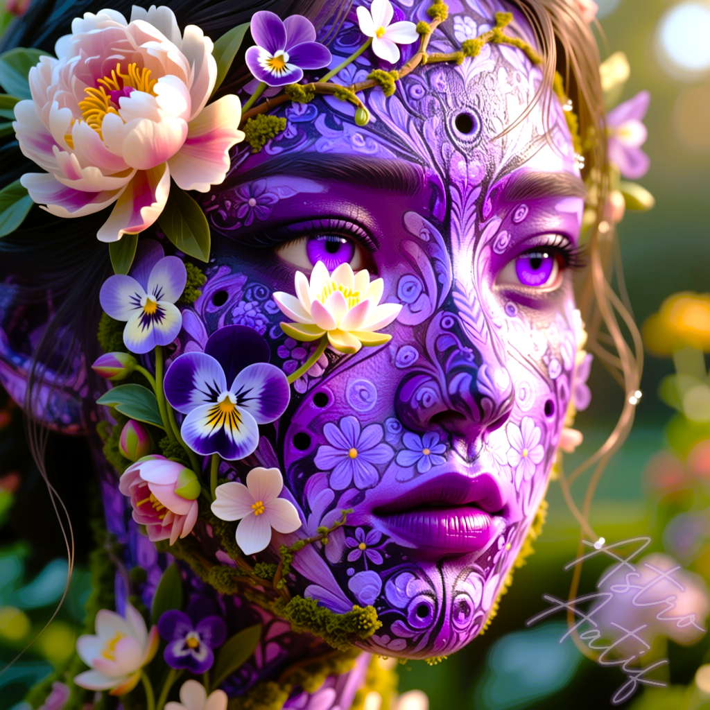 Close Up Shot Of A Big Purple Eyes And A